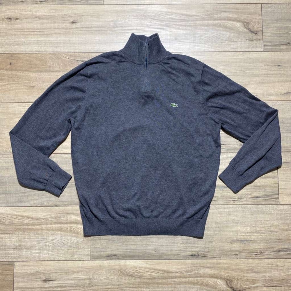 Lacoste Mens 1/4 Zip Pullover‎ Long Sleeve Mock Neck Sweater Size 6 Gray